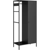 en.casa Kleiderschrank »Puumala« 180x80x45 cm 4 Fächer und 1 Kleiderstange Metall Schwarz