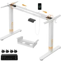 HOMALL Schreibtisch Elektrisch höhenverstellbares Tischgestell mit Wecker Alarmfunktion (Doppel Motor-Antrieb,Gecignet fur Tischplaten mit einer GroBe von 120-180 cmund einer maximnalen Tragtrat von 130 kg lnkusihve Kabelmanagementboxund Rollen)
