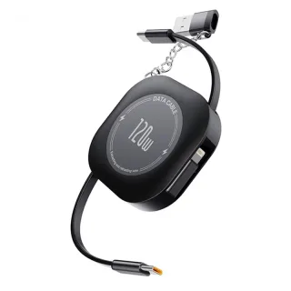 120W 4-in-1 Retractable&Storage Cable USB-A/Type-C to Type-C/iP Cable PD QC FCP AFC SCP Fast Charging Data Transmission
