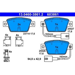 ATE Bremsbel?ge hinten Alfa Romeo Fiat Lancia 13.0460-3861.2