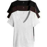The Set V-Shirt The Set geripptes T-Shirt, V-Ausschnitt, 3er-Pack (3-tlg)