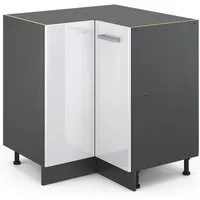 Vicco Eckunterschrank R-Line, Weiß Hochglanz/Anthrazit, 75.6 cm ohne Arbeitsplatte (1-St)