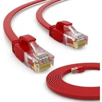 HB-DIGITAL CAT.6 FLACH Patchkabel ROT 2m Netzwerkkabel, Netzwerkstecker, RJ-45 (200 cm), Stecker Kontaktoberfläche: Pins Vergoldet 15µ