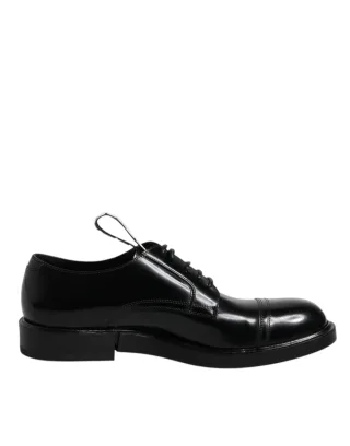 Dolce & Gabbana Schwarze Lackleder Derby Schnürformelle Schuhe