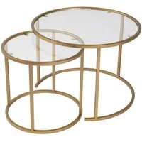 Skye Decor Couchtisch 100% TEMPERED GLASS & METAL, 60 cm - 42 cm (2 Pieces), 857NRD11 (Set, 2-St., 1x Großer Tisch (60x43x60) 1x Kleiner Tisch(42x39x42), Ineinanderschiebbar, Modernes Metall-Glas-Konzept