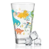 GRAVURZEILE Glas Leonardo Wasserglas mit UV-Druck - im Dinogruppe 360° Design, Glas, - Alltagstauglich - als Geschenk für Kinder zum Kindergeburtstag