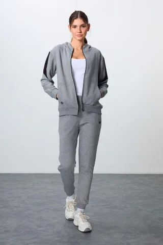Übergröße Kapuzenpullover mit Reißverschluss und Hose Set