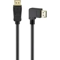 Kabel DisplayPort Stecker 90° > DisplayPort Stecker, 8K / 144Hz schwarz, 5 Meter, 1 Stecker 90° seitlich abgewinkelt, 54 Gbit/s, DisplayPort 2.0 / 2.1