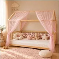 Baby Fancyroom Betthimmel Hausbett Himmel Premium Tüll, Baldachin für Kinderbett Mädchenzimmer, 2-teilig, mit 4 Schleifen, Premium Tüll
