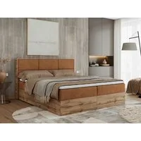MKS MÖBEL Boxspringbett ALBERO 2 (Packung, Set, Polsterbett, T30-Schaum, Topper T25/Visco, Zwei Bettkästen), Doppelbett, mit Möbelplatten, Multipocket-Matratze, mit Kopfstütze