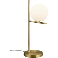 TRIO Leuchten LED Nachttischlampe, Dimmfunktion, LED wechselbar, Warmweiß, groß-e dimmbar-e mit Glas-Kugel Lampenschirm gold-en, Höhe 52cm