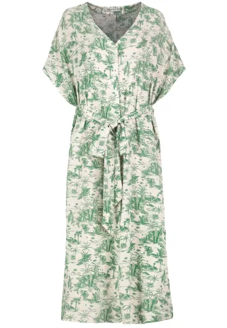 Authentic Style - DOB kurzarm Kleid jungle: nude beige - Gr. - S