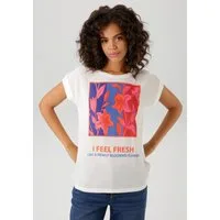 Aniston CASUAL Shirtbluse mit kunstvollen Blumendruck und Statement-Schriftzug