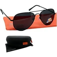 Rennec Sonnenbrille (Pilotenbrille Polarisiert Schwarz mit stabilen Hardcase, Piloten Sonnenbrille mit Federscharniere) Glaser Schwarz Getönt