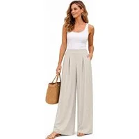 SUBLEVEL Chinos Damen Luftige Sommerhose Freizeit Weit geschnitten Stoff Palazzo-Hose