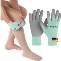 Seeger Gesundheitshaus Kompressionsstrümpfe Seeger Handschuhe/Anziehhilfe für medizinische Kompressionsstrümpfe (Packung, griffige Handschuhe für Kompressionsstrümpfe mit Latex-Beschichtung) Hochwertige Textilhandschuhe, Anziehhilfe für Kompressionst