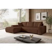 storez24 Ecksofa Ellen, mit Bettkasten und Schlaffunktion, Cordstoff, L-Form, bequem