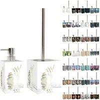 Sanilo Badaccessoire-Set mit Motiv, viele schöne Seifenspender und WC Bürsten zur Auswahl, Klobürste mit auswechselbaren Bürstenkopf, 2 tlg., 2-tlg., Desinfektionsspender mit stabiler Pumpe, hochwertig & modern