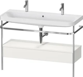 Duravit Happy D.2 Plus c-shaped Set mit Metallkonsole und Schubkasten Nordic Weiß Seidenmatt 1175x49 HP4854O39390000