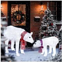 Outsunny Weihnachtsfigur mit 140 LEDs (Eisbären-Weihnachtsdekoration, 2 St., Weihnachtsdeko), Wasserfest, Weiß