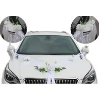 Kunstblume Premium Autoschmuck Hochzeit Motorhaube, Auto Schmuck Braut, Diwzbyn, Hochzeitsauto Dekorationsset mit Extrastarken Saugnäpfen und Band