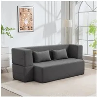 HOMCOM Schlafsofa 2.5-Sitzer-Schlafsofa aus Schaumstoff, Verstellbare Couch 1 Teile, 2 Kissen, 360 kg Belastbarkeit, Grau