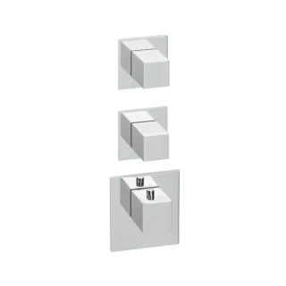 Herzbach Logic XL Fertigmontageset 11.522010.2.01 Universal-Thermostat-Modul, 3 eckige Armaturenblenden, chrom