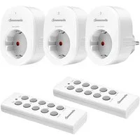 DEWENWILS Funksteckdose mit Fernbedienung innen, max. 2300 W, 3-St., 3 Steckdosen + 2 Fernbedienungen, 30M Reichweite, Funksteckdosen-Set