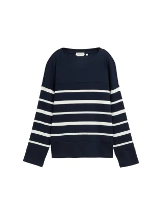 Tom Tailor - Ripp Langarmshirt mit Bio-Baumwolle blau - Gr. - S