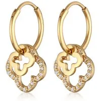 Elli Paar Creolen Creolen Kleeblatt Zirkonia Brillantschliff Weiß 925 Sterling Silber, Kleeblatt