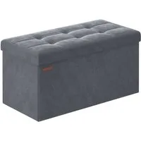 SONGMICS Sitzhocker Aufbewahrungshocker, Samtige, klappbare Sitztruhe (76/110 cm) mit 2 extra Boxen