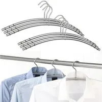 Haushalt International Kleiderbügel Garderobenbügel Metallbügel 48cm Edelstahl 6er Set, (Set, 6-tlg), Hochwertig, Garderobe, Silikonringe, Anti-Rutsch