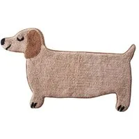 Sass & Belle Badematte Mini Sausage Dog (für Kinder), Höhe 10 mm, rutschhemmend beschichtet, 70% Baumwolle, 18% Polyester, 12% Viskose, Dackel, Bad Vorleger, ca. 80 x 47 cm