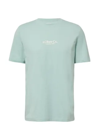 s.Oliver Red Label - T-Shirt aus Baumwolle mit Logo-Print grün/blau - Gr. - XXL
