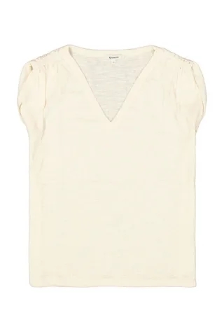 Garcia - Top mit V-Ausschnitt beige/weiß - Gr. - XS