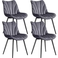 Yaheetech Esszimmerstuhl Gepolsterte Küchenstühle mit Metallbeinen (4 St), 4er-Set Beistellstühle mit Vertikal Gestepptem Design