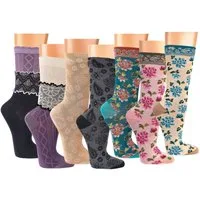 TippTexx 24 Freizeitsocken 6 Paar edle Romantik-Söckchen, Damensocken im Landhaus-Stil (6 Paar) mit verspielten Romantik-Designs