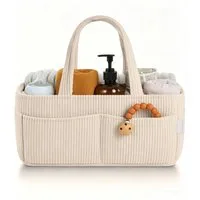nsihing Wickeltasche Windelaufbewahrungskorb, Weiche Wickeltasche, Cordwindeltasche, multifunktionaler Aufbewahrungskorb