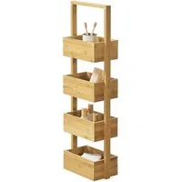 en.casa Standregal, Bardu Bambusregal 28x16x88cm mit 4 Ablagefächern