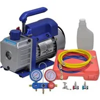 vidaXL Klimamesser Vakuumpumpe Einstufig mit 2-Wege-Verteiler-Manometer Set