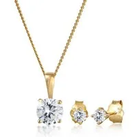 Elli Premium Schmuckset Zirkonia 585 Gelbgold
