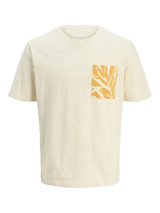 JACK&JONES - JORSPLIT AOP POCKET TEE SS CREW NE JNR antique white - Gr. - 164