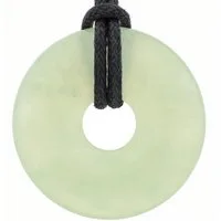 Lebensquelle Plus Edelstein Chinajade Donut, 30 mm Anhänger + Baumwollband