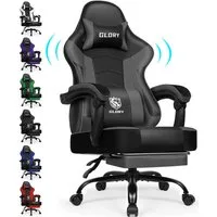 Hiazurm Gaming-Stuhl Gaming Stuhl, Bürostuhl Ergonomisch Wippfunktion bis zu 170° (Gaming Chair mit Fußstütze, 10 cm Höhenverstellung), Verstellbarem Lenden- & Kopfkissen, Gamer Stuhl 150kg Belastbarkeit
