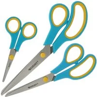 WESTCOTT Scheren-Set Easy Grip Scheren 3 Stück Türkis, Universalscheren mit Komfort-Griff, (Vorteilspack, 3-tlg), Extrascharfe & langlebige Edelstahlklinge
