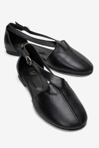 Fable Leder Ballerina mit Seitlichem Ausschnitt