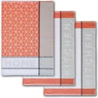 Dyckhoff Geschirrtuch HOME & KITCHEN, Maße je Tuch ca. 50x70 cm, aus 100% Baumwolle, (Set, 3-tlg), mit zwei verschiedenen Motiven