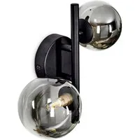 hofstein Wandleuchte »Isorella« moderne Wandlampe aus Metall/Glas in Schwarz/Rauchfarben, ohne Leuchtmittel, 3000 Kelvin, Retro/Vintage Leuchte mit Schirmen aus Rauchglas (10/12, 5cm), 2xG9