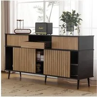 Flieks Kommode mit 4 Schiebetüren und 1 Schublade (1 St., 160Bx40Tx80H cm), Sideboard mit verstellbar Ablagen Küchenschrank Mehrzweckschrank Holz