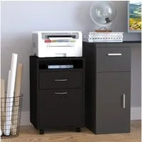 HOMCOM Rollcontainer Aktenschrank, Bürocontainer mit Schublade, (Büroschrank, 1 St., Aufbewahrung Container), für Büro, Arbeitszimmer, Schwarz, 40 x 35 x 60 cm